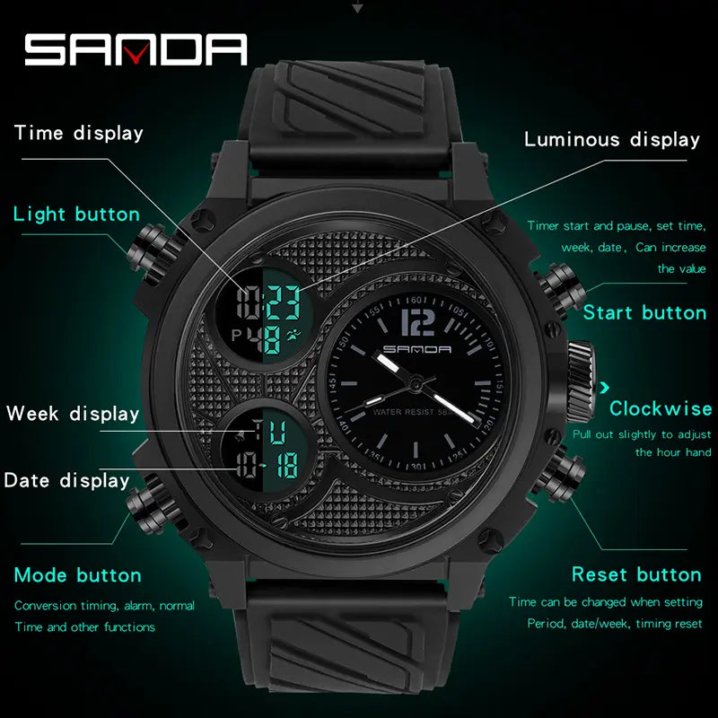 Men'S Fashion Sports Digital Watch, Waterproof Wristwatch with Luminous Dial, Alarm and Date Display for Outdoor Activities Square Trendy Smartwatch with Touch Display Chronograph Dress Watch Trending Multifunctional Black Elegant Vintage Ootd Tiktokshops
