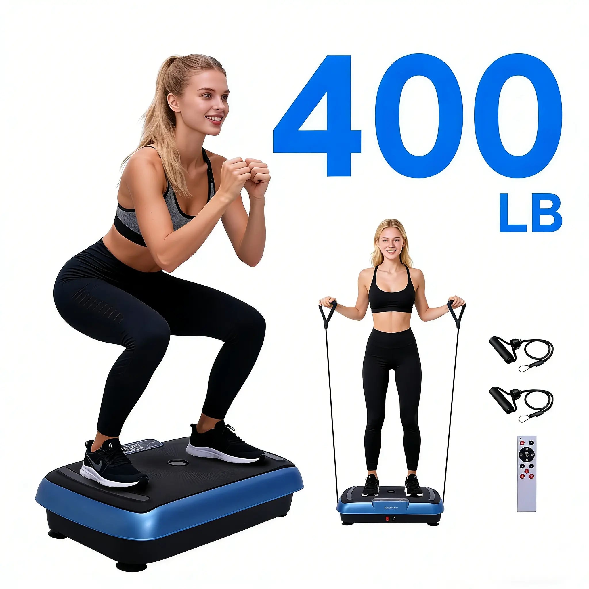 Hophorse Vibratory Plate Exercise Machine Curve 400Lbs, Home Gym Fitness Equipment,Home Gym Kit with Bluetooth,Mother'S Day Gift Ideas Summervibes