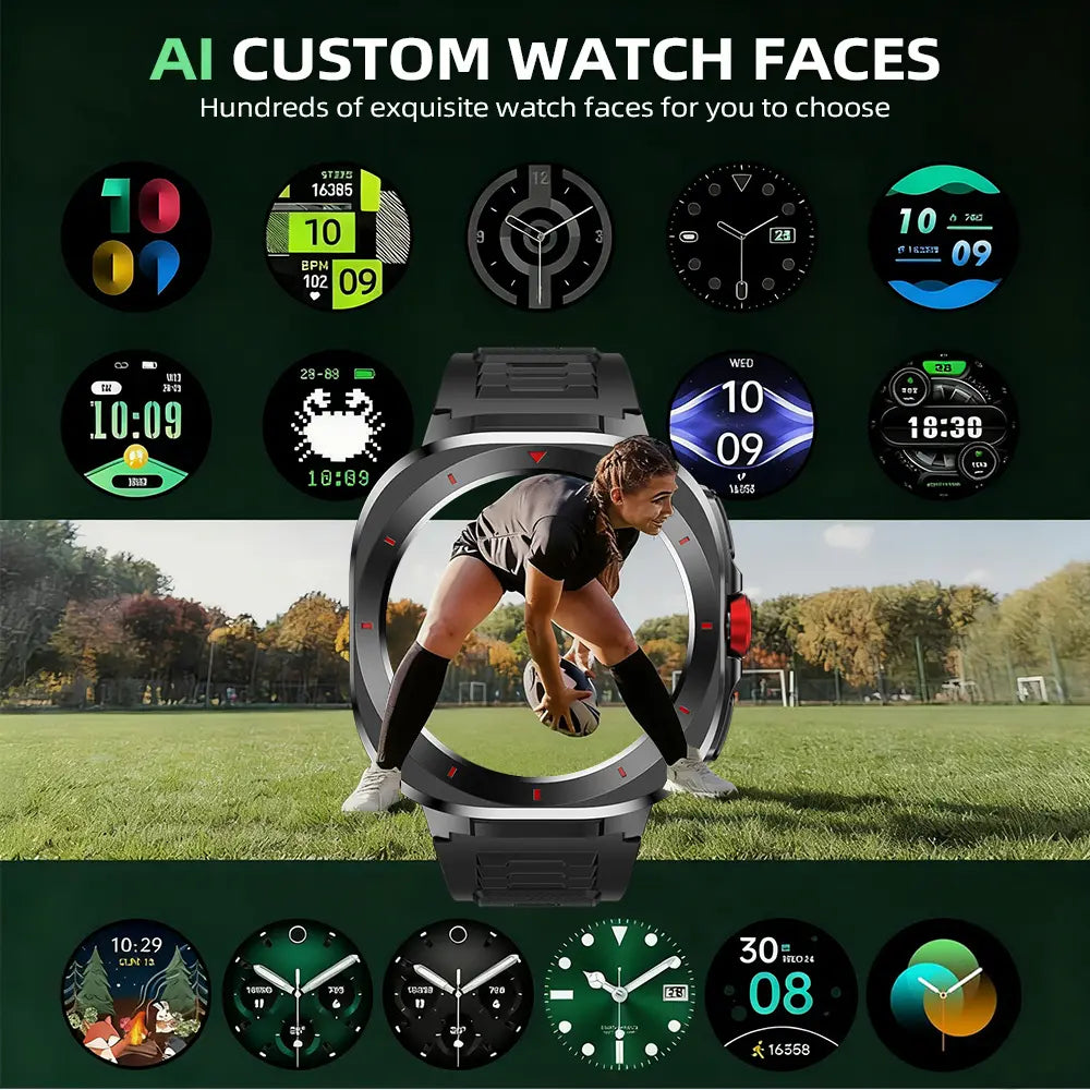 [2026 New Upgrade]Outdoor Compass Wearable Smart Watch | Bluetooth Call | 1.39" round Screen | Health & Fitness Tracker | IP68 Waterproof | Message Notifications| 100+ Sports Modes| for Android/Ios | Perfect Gift for Outdoor Enthusiasts/Boyfriend/Men