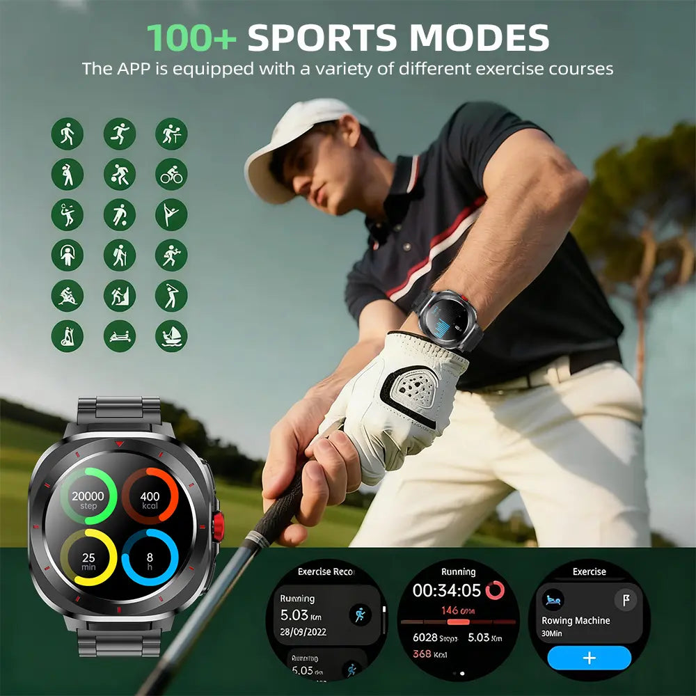 [2026 New Upgrade]Outdoor Compass Wearable Smart Watch | Bluetooth Call | 1.39" round Screen | Health & Fitness Tracker | IP68 Waterproof | Message Notifications| 100+ Sports Modes| for Android/Ios | Perfect Gift for Outdoor Enthusiasts/Boyfriend/Men