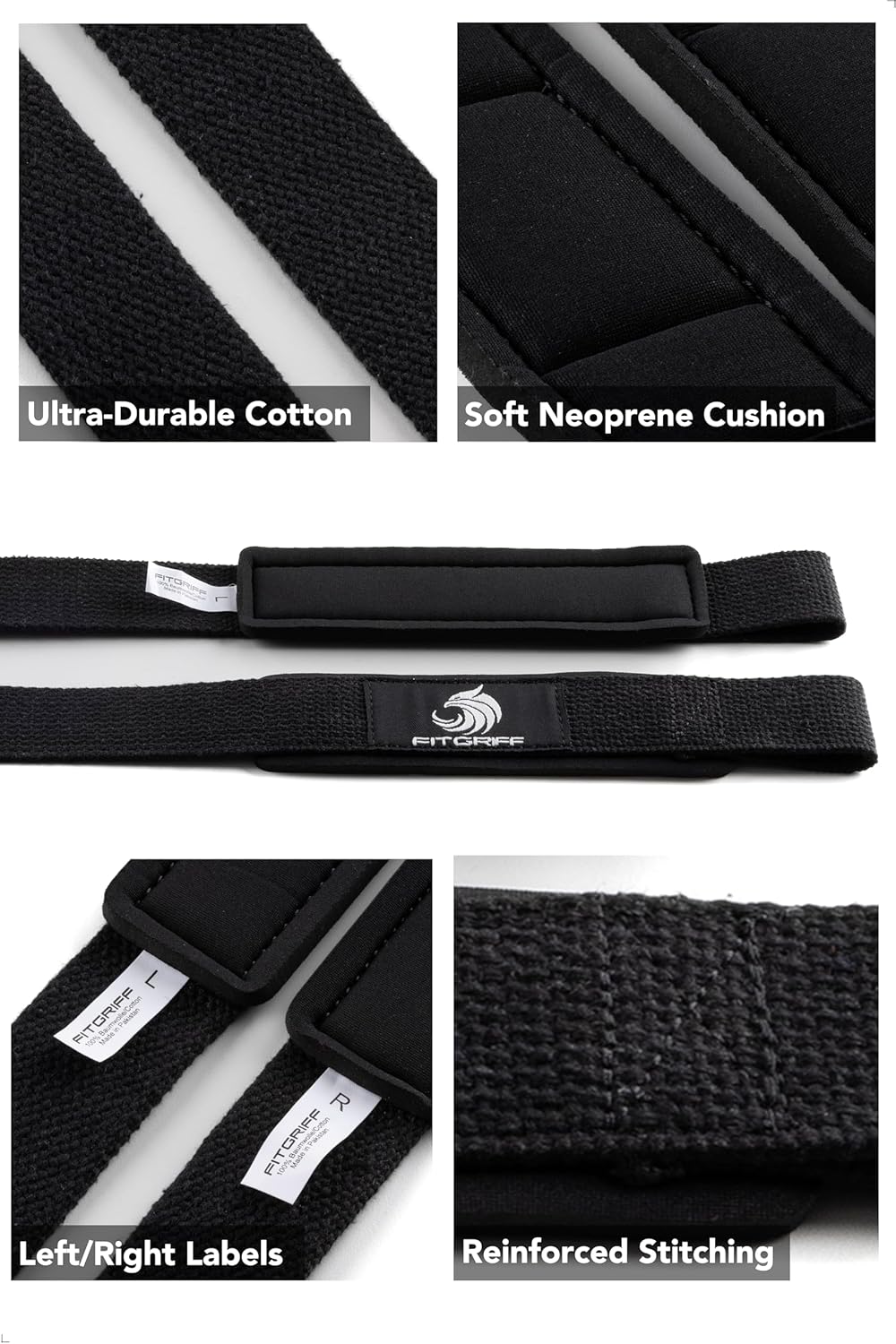Fitgriff® Zughilfen (Gepolstert) Für Krafttraining, Bodybuilding, Fitness - Kreuzheben Gurte - Lifting Straps - Für Frauen Und Männer