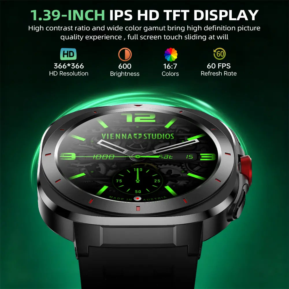 [2026 New Upgrade]Outdoor Compass Wearable Smart Watch | Bluetooth Call | 1.39" round Screen | Health & Fitness Tracker | IP68 Waterproof | Message Notifications| 100+ Sports Modes| for Android/Ios | Perfect Gift for Outdoor Enthusiasts/Boyfriend/Men