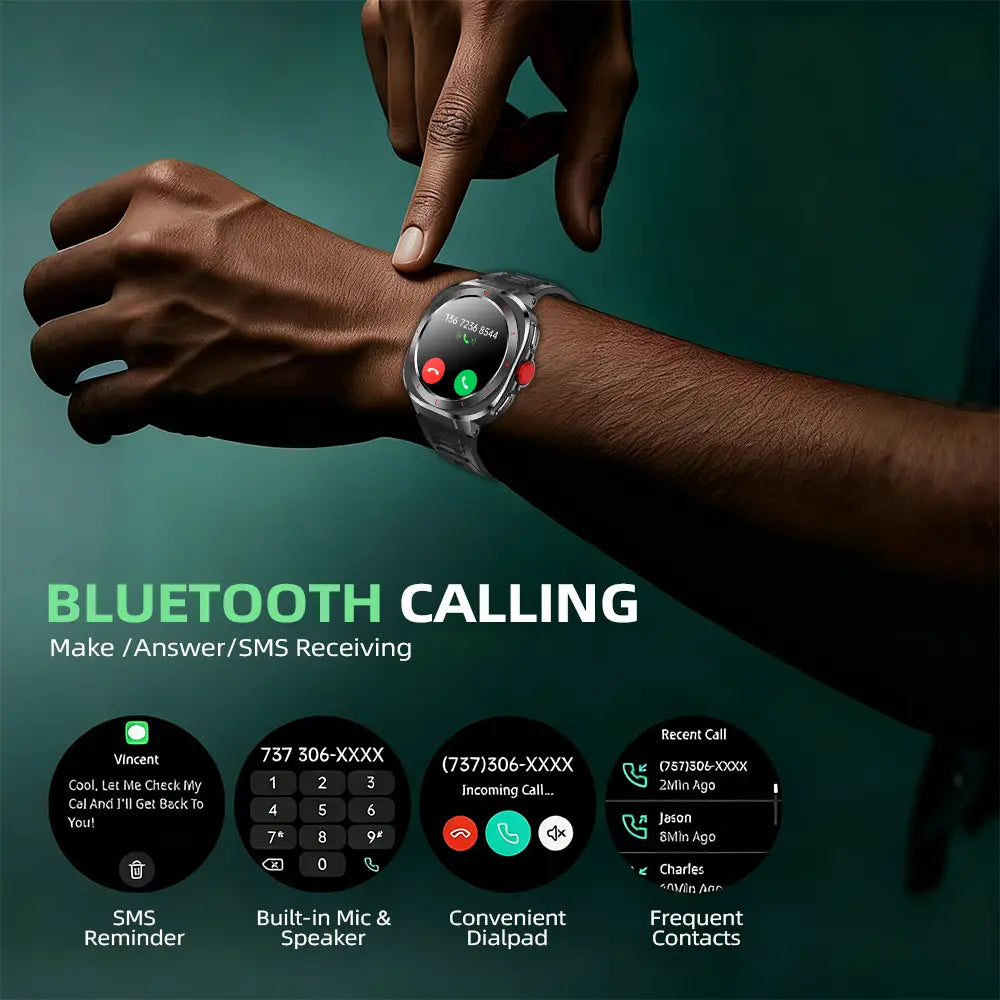 [2026 New Upgrade]Outdoor Compass Wearable Smart Watch | Bluetooth Call | 1.39" round Screen | Health & Fitness Tracker | IP68 Waterproof | Message Notifications| 100+ Sports Modes| for Android/Ios | Perfect Gift for Outdoor Enthusiasts/Boyfriend/Men